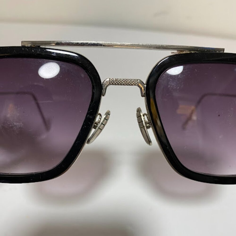 Unisex Black/Silver Aviator Square Sunglasses Medium - Picture 8 of 9